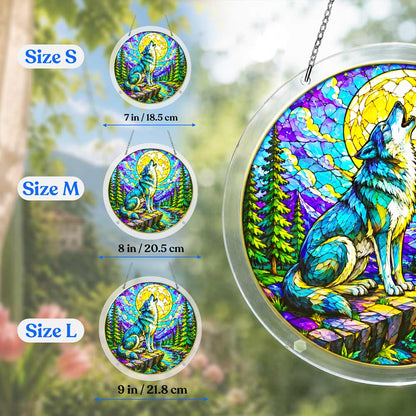 Acrylic Jigsaw Puzzle Suncatcher - Wolf & Moon