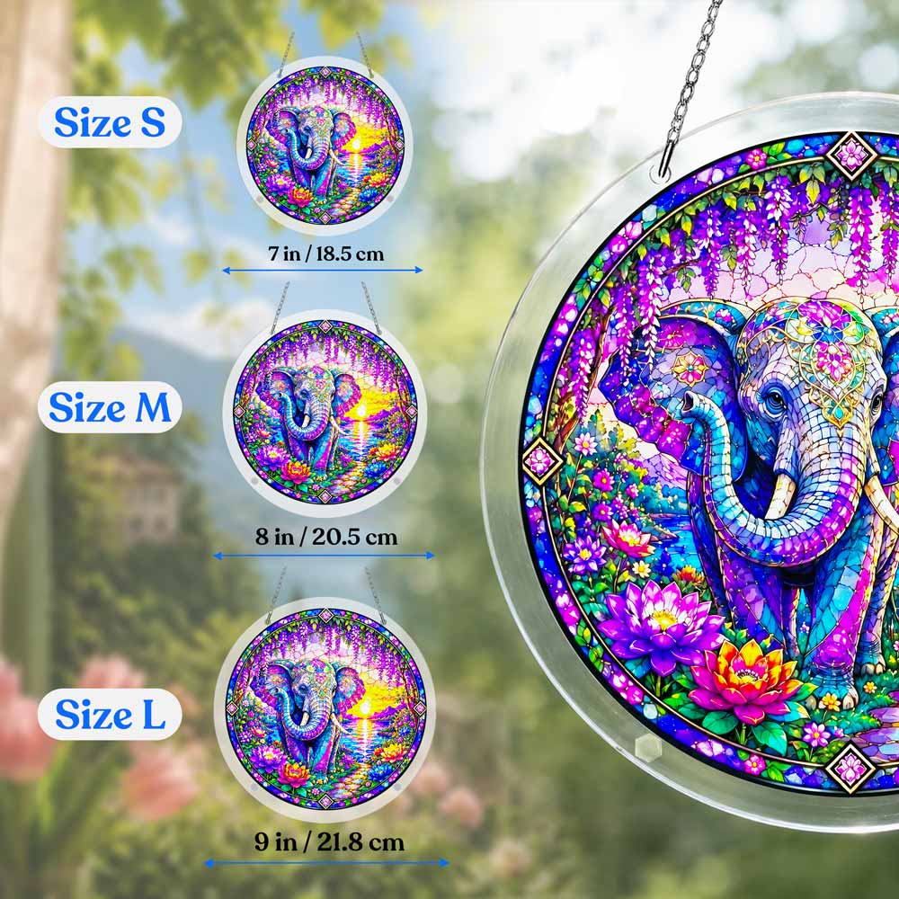 Acrylic Jigsaw Puzzle Suncatcher - Elephant Sunset