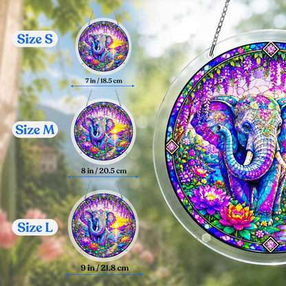 Acrylic Jigsaw Puzzle Suncatcher - Elephant Sunset