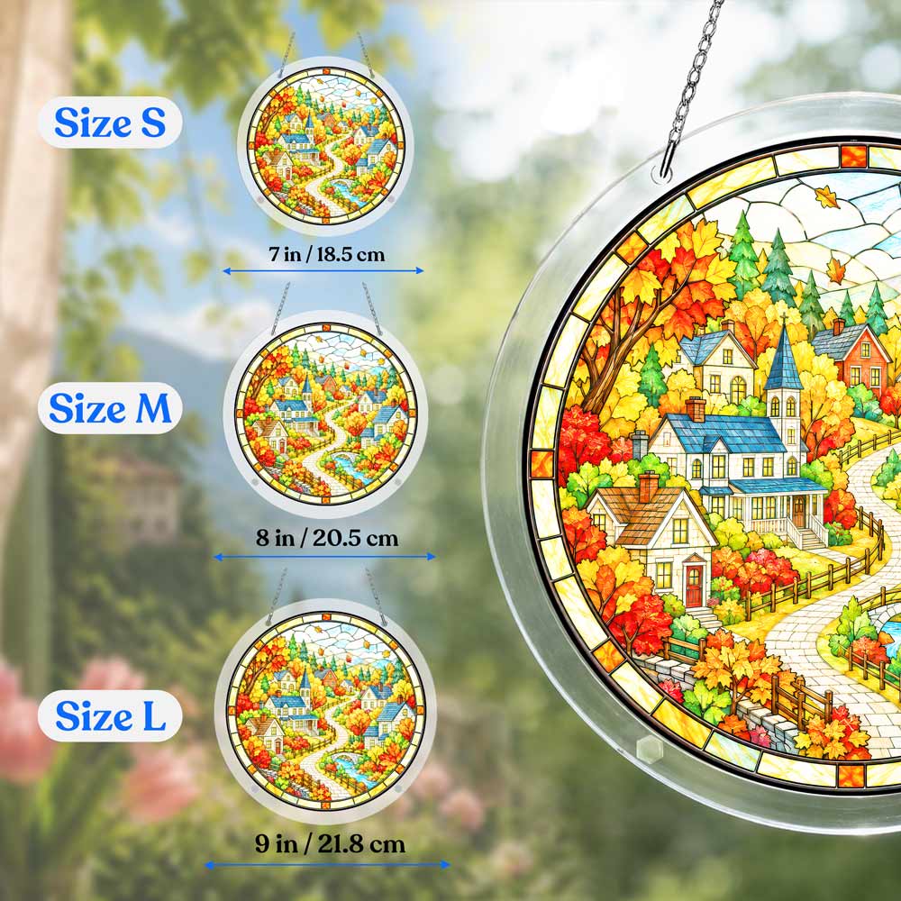 Acrylic Jigsaw Puzzle Suncatcher - Autumn Village