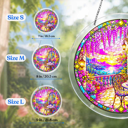 Acrylic Jigsaw Puzzle Suncatcher - Stained Glass Sunset