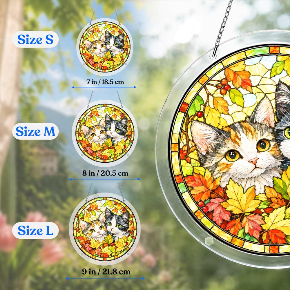 Acrylic Jigsaw Puzzle Suncatcher - Autumn Cats