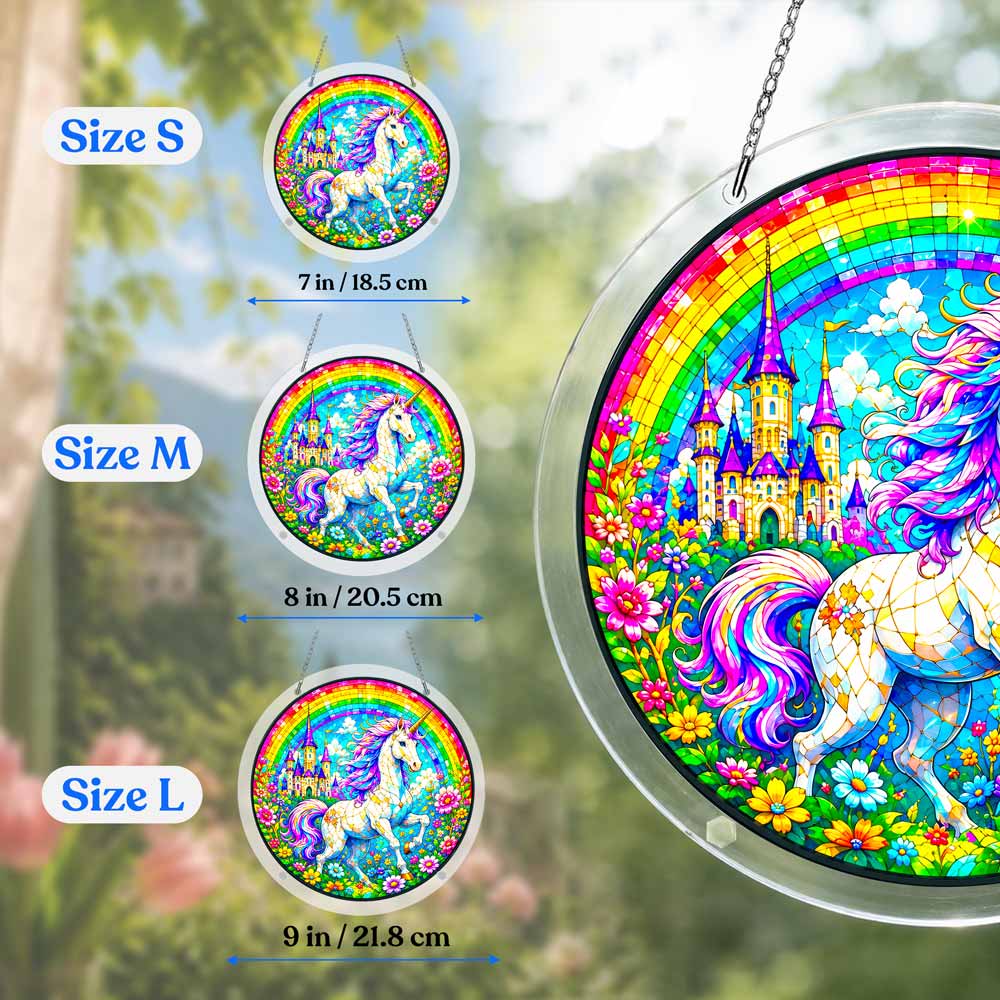Acrylic Jigsaw Puzzle Suncatcher - Unicorn Rainbow