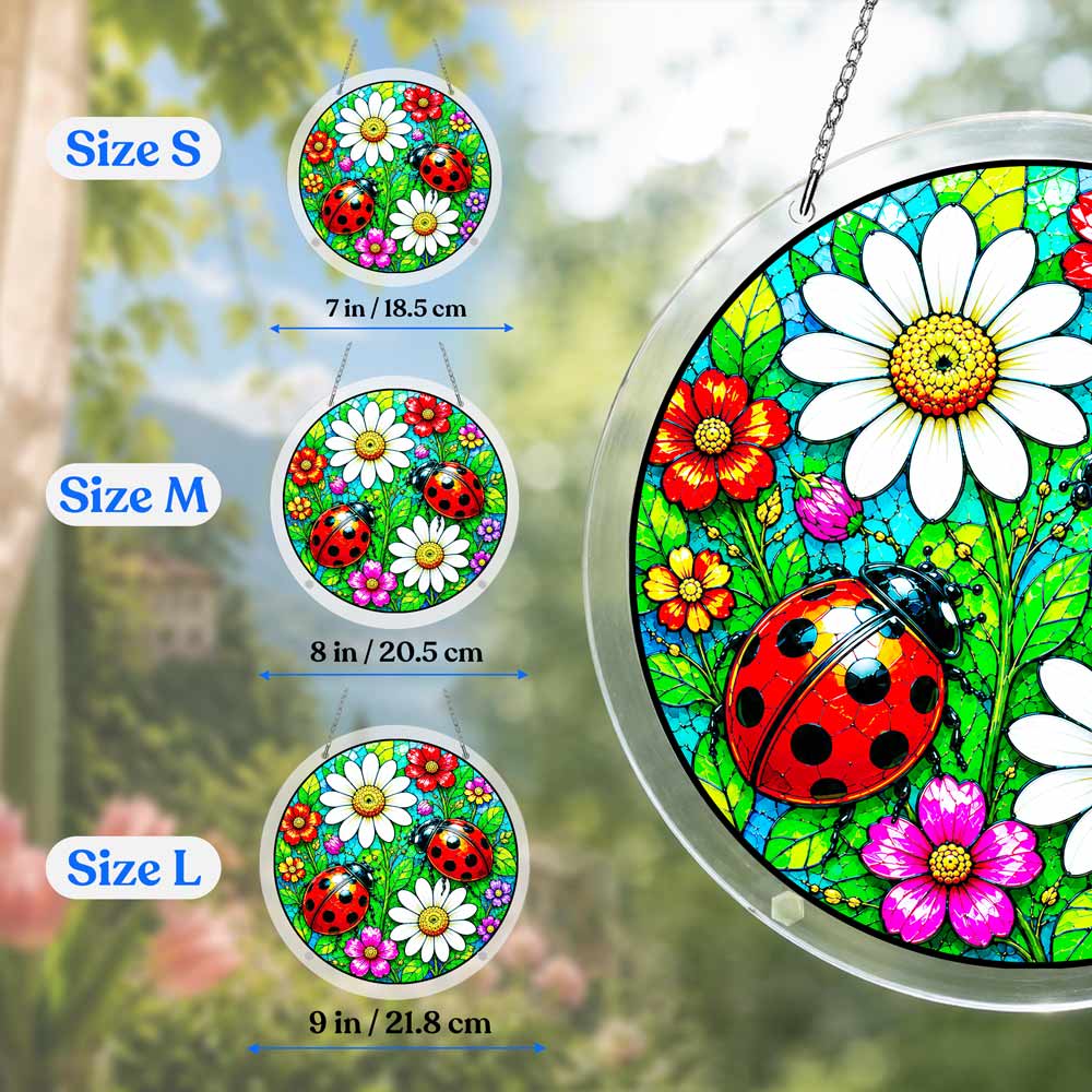 Acrylic Jigsaw Puzzle Suncatcher - Ladybug and Daisies