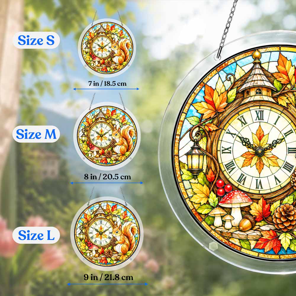 Acrylic Jigsaw Puzzle Suncatcher - Autumn Clock