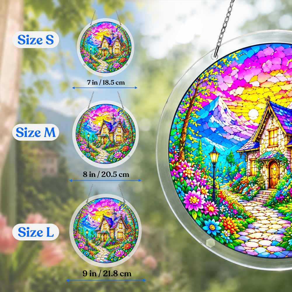 Acrylic Jigsaw Puzzle Suncatcher - Cottage Sunset