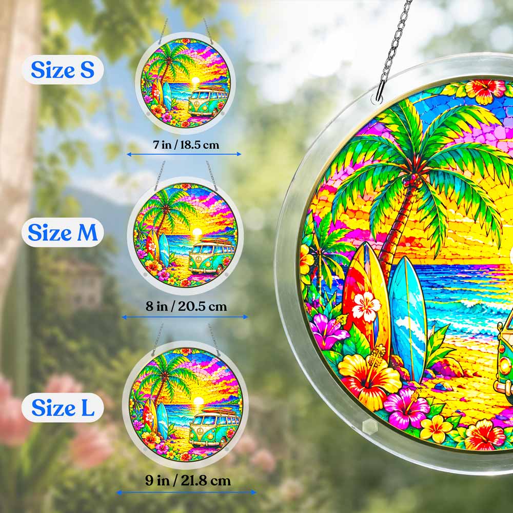 Acrylic Jigsaw Puzzle Suncatcher - Tropical Sunset Retreat