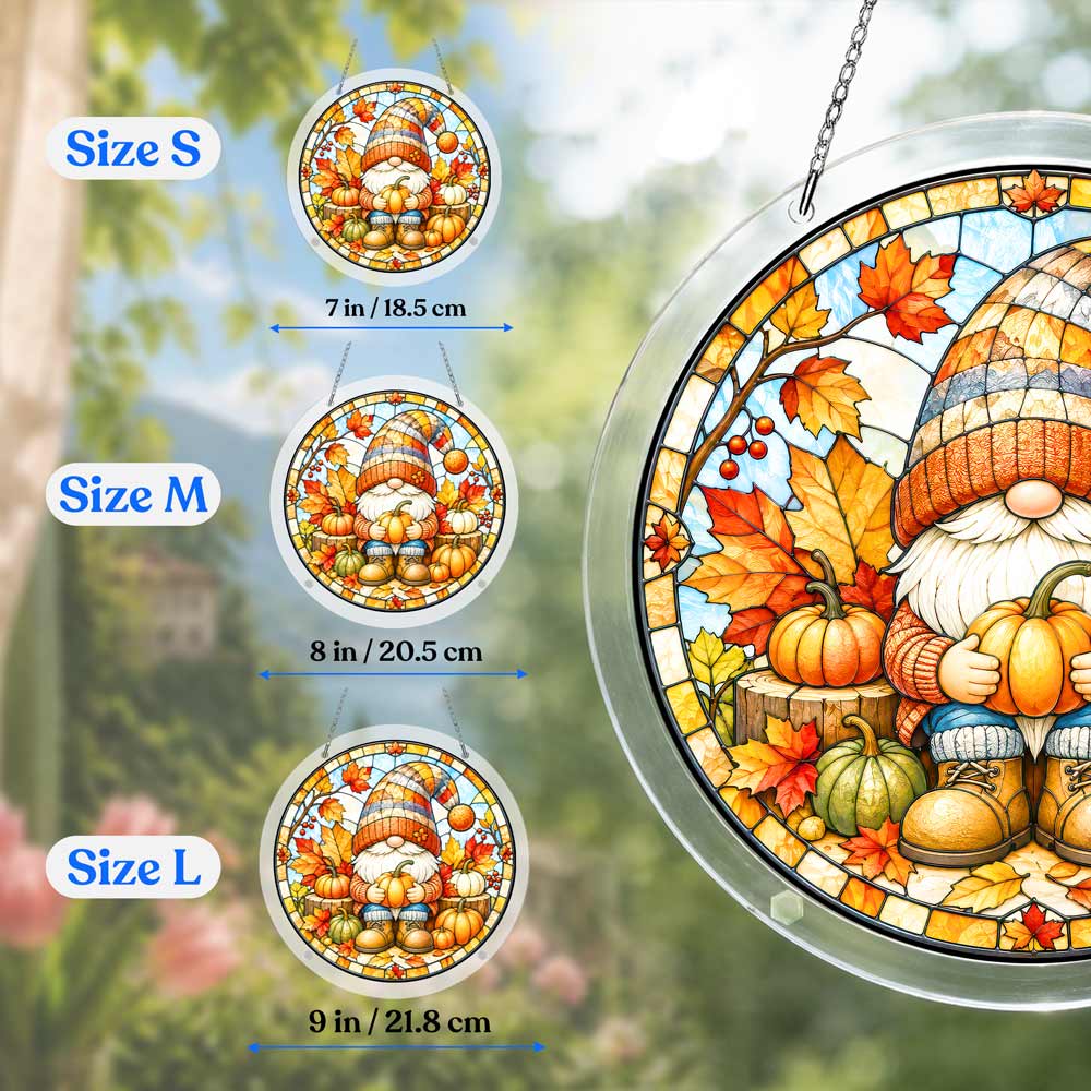 Acrylic Jigsaw Puzzle Suncatcher - Pumpkin Gnome