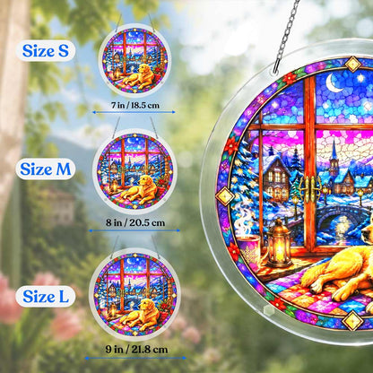 Acrylic Jigsaw Puzzle Suncatcher - Cozy Golden Retriever