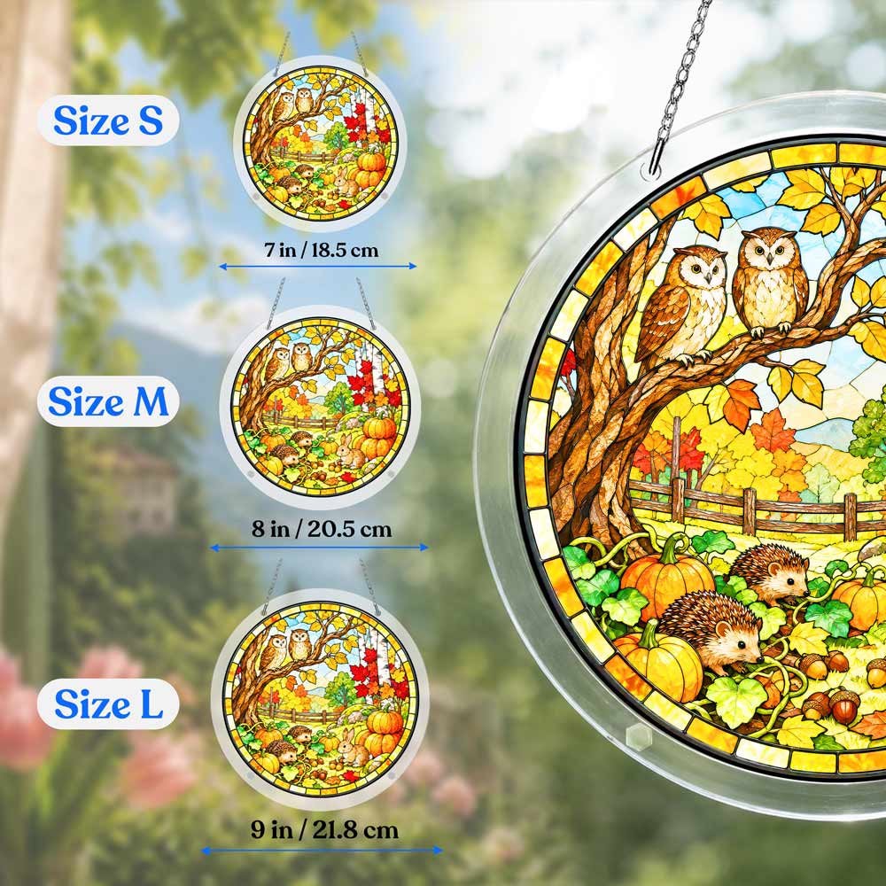 Acrylic Jigsaw Puzzle Suncatcher - Autumn Owls
