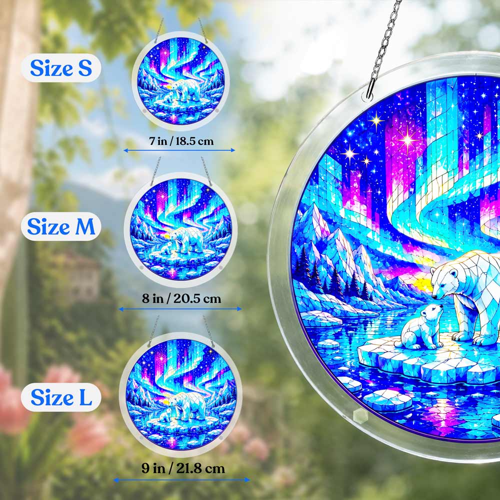 Acrylic Jigsaw Puzzle Suncatcher - Polar Bear Aurora