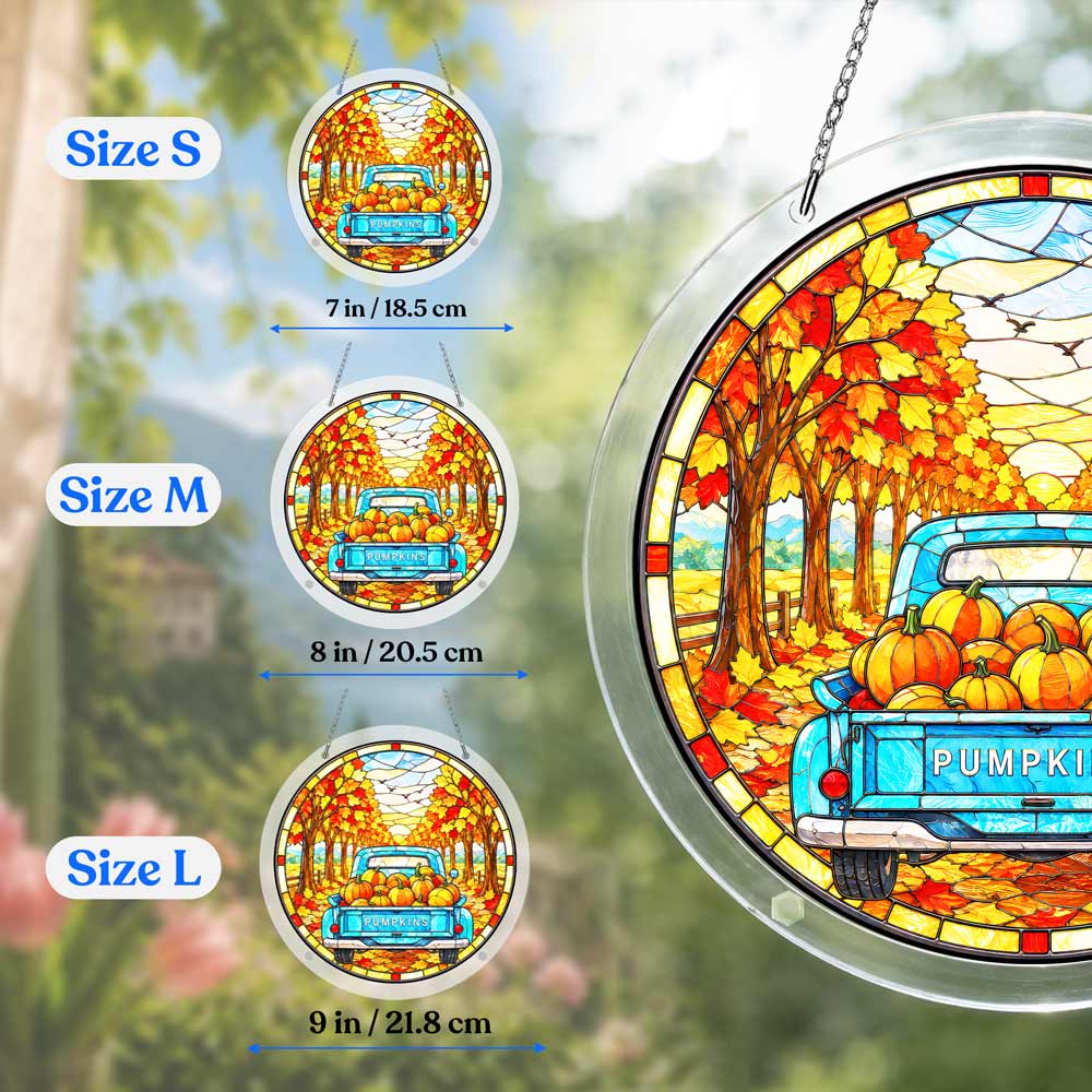 Acrylic Jigsaw Puzzle Suncatcher - Pumpkin Truck