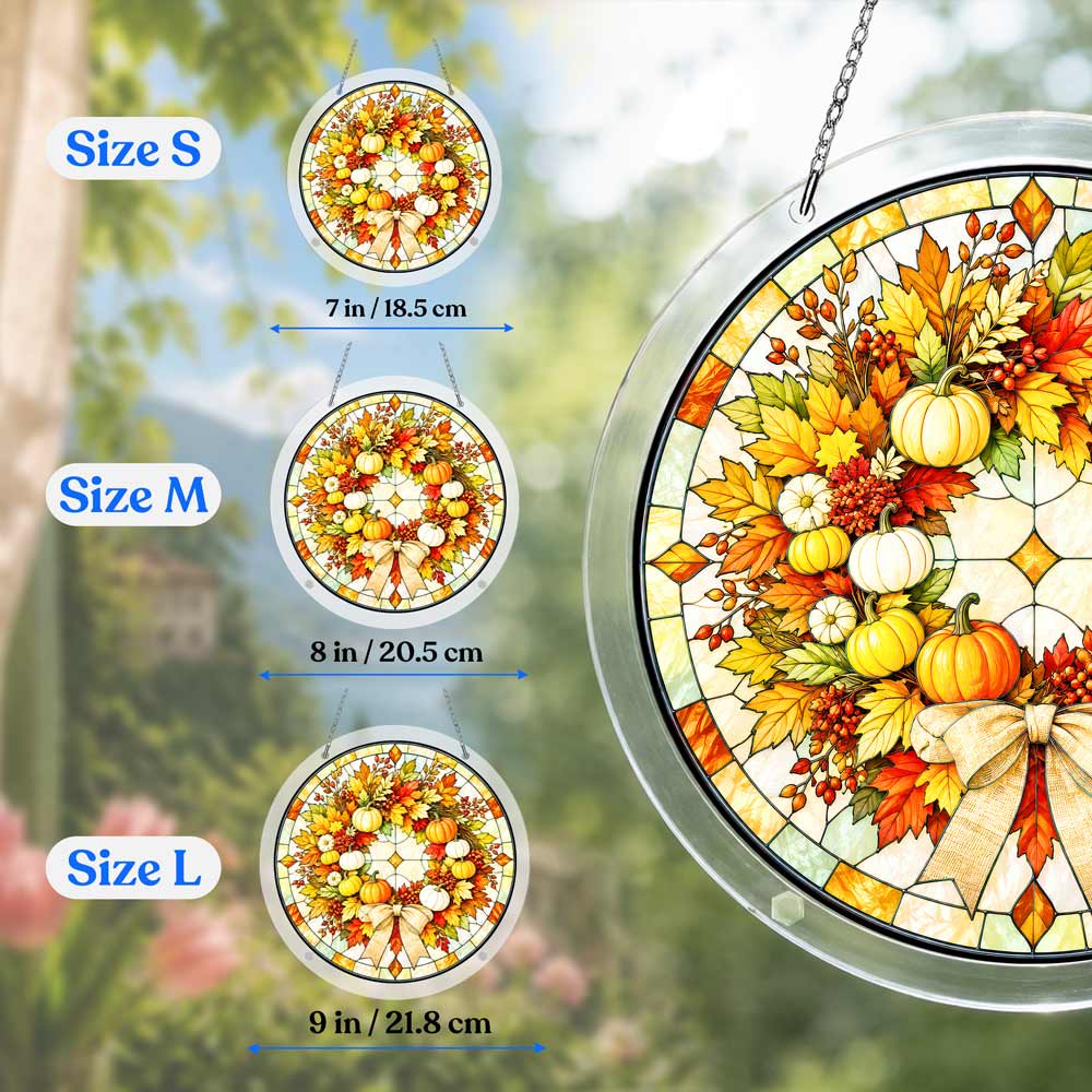 Acrylic Jigsaw Puzzle Suncatcher - Pumpkin Wreath