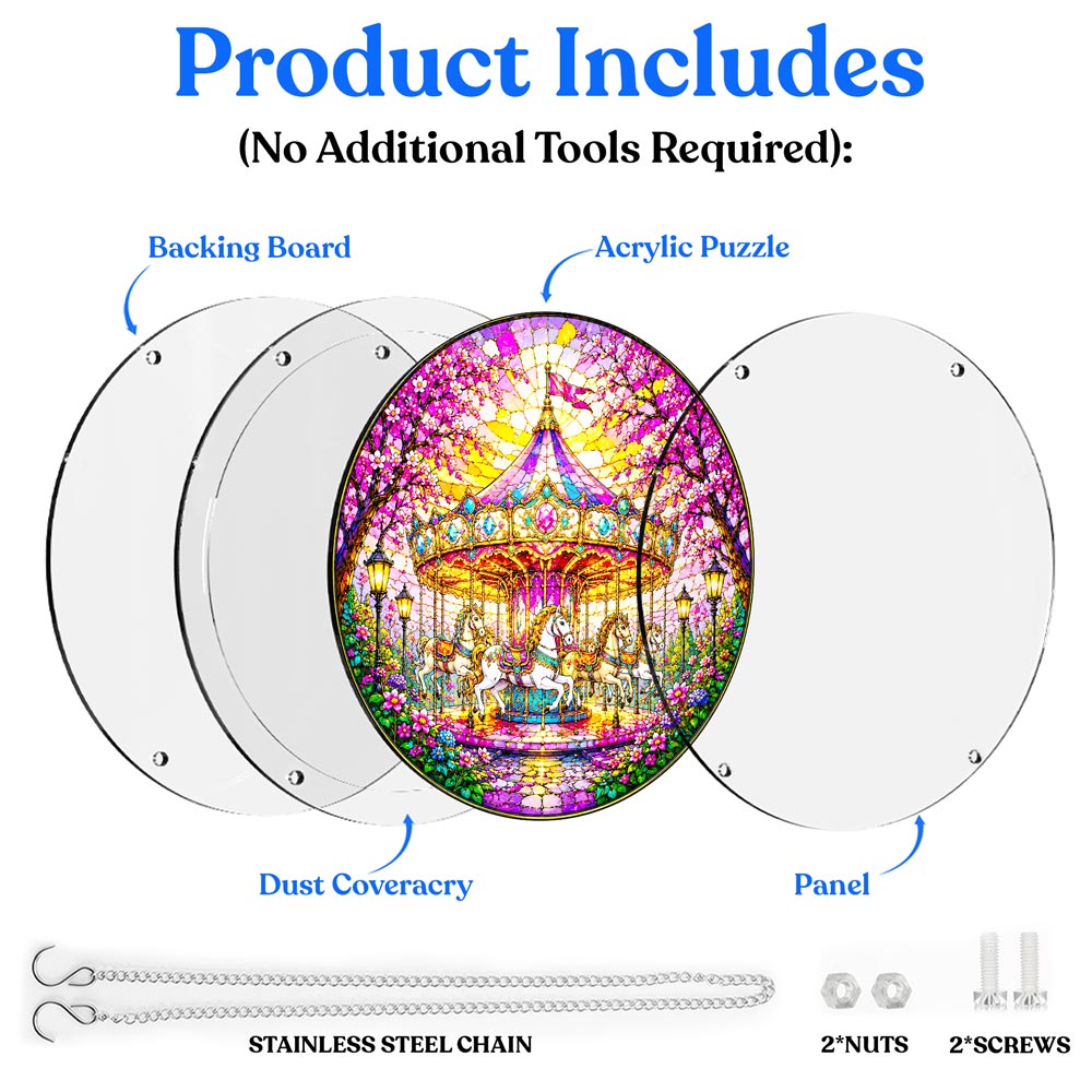 Acrylic Jigsaw Puzzle Suncatcher - Blossom Carousel