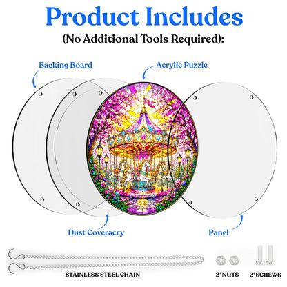 Acrylic Jigsaw Puzzle Suncatcher - Blossom Carousel