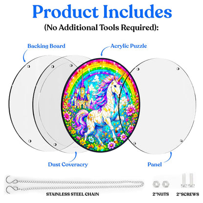 Acrylic Jigsaw Puzzle Suncatcher - Unicorn Rainbow