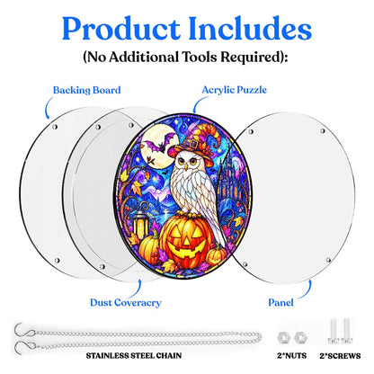 Acrylic Jigsaw Puzzle Suncatcher - Witch Owl