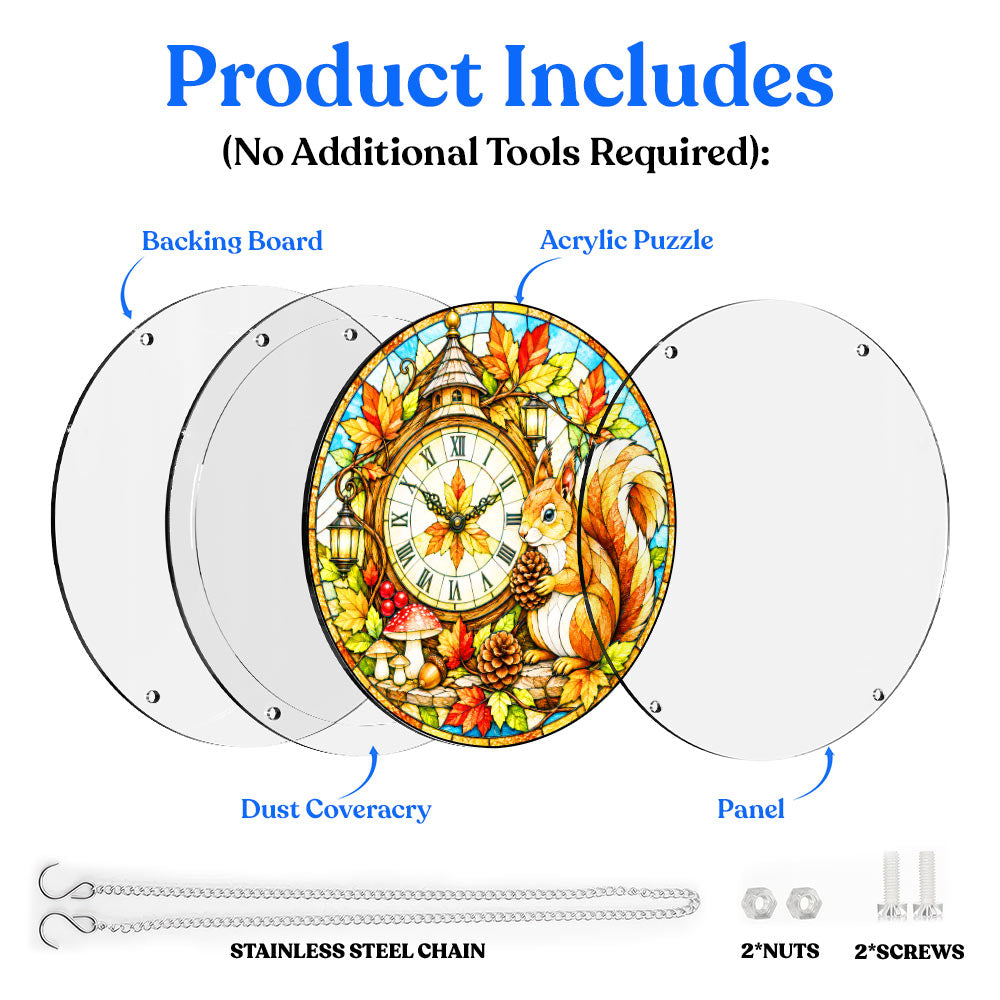 Acrylic Jigsaw Puzzle Suncatcher - Autumn Clock