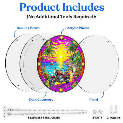 Acrylic Jigsaw Puzzle Suncatcher - Tropical Sunset Ride