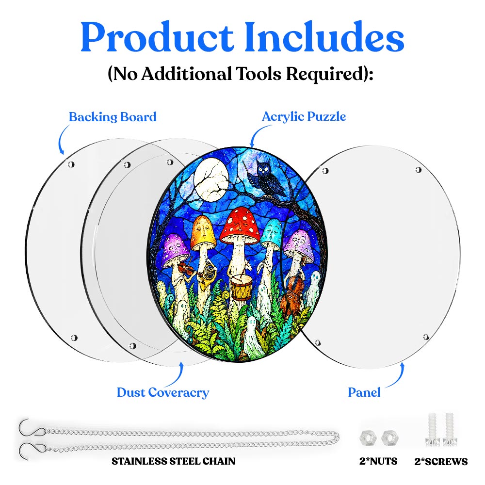 Acrylic Jigsaw Puzzle Suncatcher - Magic Mushrooms