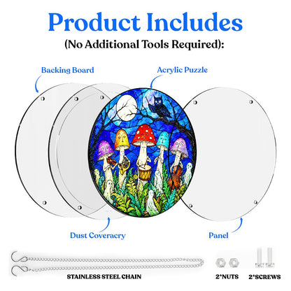 Acrylic Jigsaw Puzzle Suncatcher - Magic Mushrooms