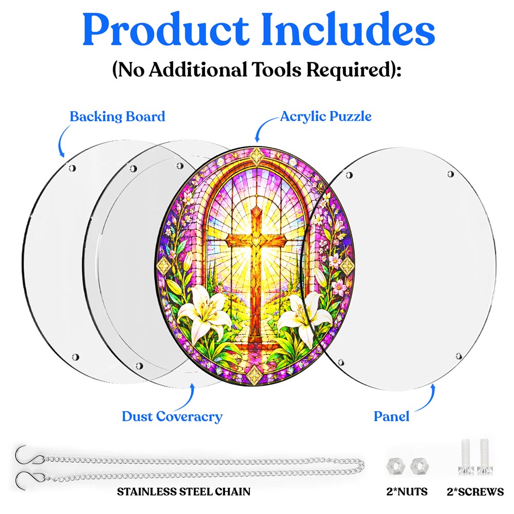 Acrylic Jigsaw Puzzle Suncatcher - Cross Medallion