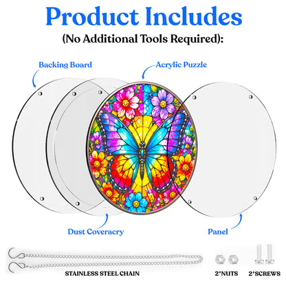 Acrylic Jigsaw Puzzle Suncatcher - Rainbow Butterfly