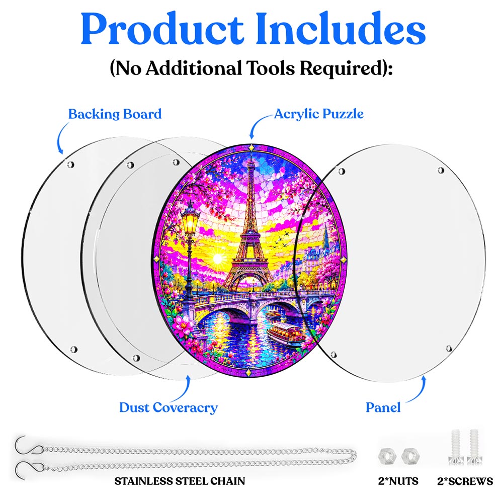 Acrylic Jigsaw Puzzle Suncatcher - Paris Love