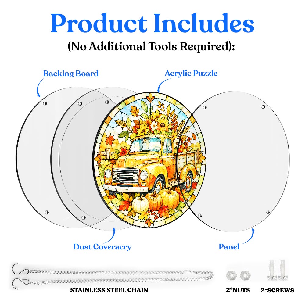 Acrylic Jigsaw Puzzle Suncatcher - Harvest Truck