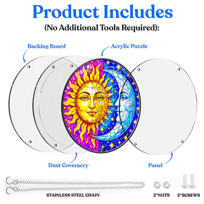 Acrylic Jigsaw Puzzle Suncatcher - Sun & Moon