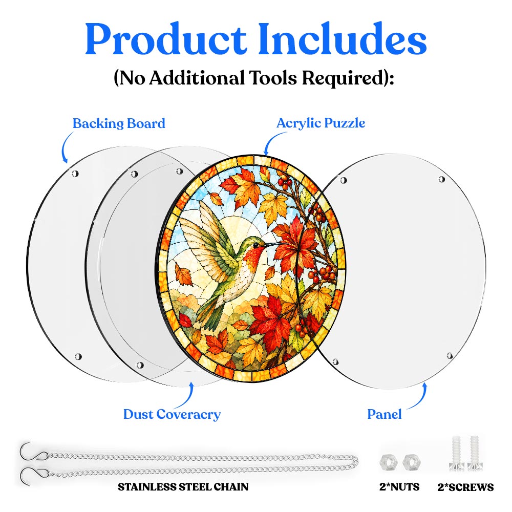 Acrylic Jigsaw Puzzle Suncatcher - Autumn Hummingbird