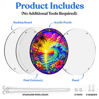 Acrylic Jigsaw Puzzle Suncatcher - Hawaiian Wave
