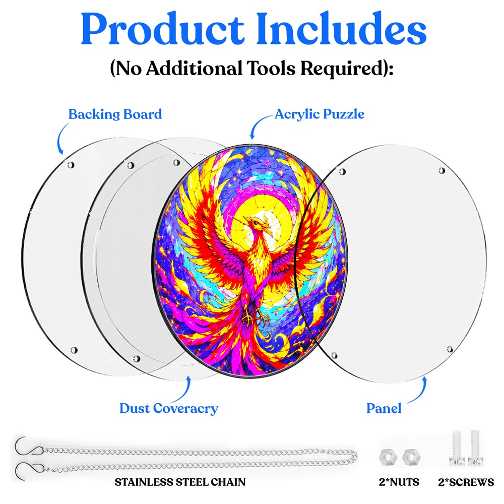Acrylic Jigsaw Puzzle Suncatcher - Phoenix Rising