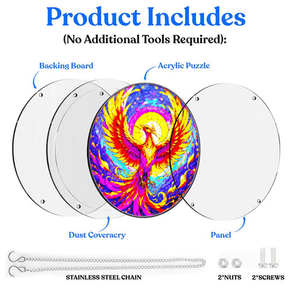 Acrylic Jigsaw Puzzle Suncatcher - Phoenix Rising