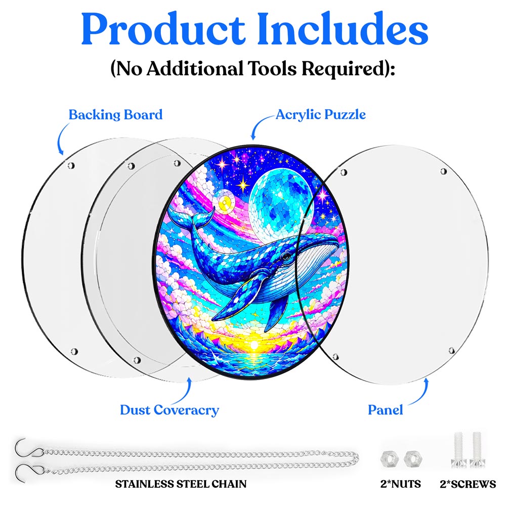 Acrylic Jigsaw Puzzle Suncatcher - Cosmic Whale