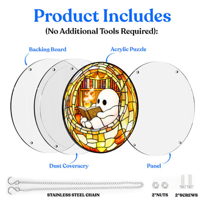 Acrylic Jigsaw Puzzle Suncatcher - Reading Ghost