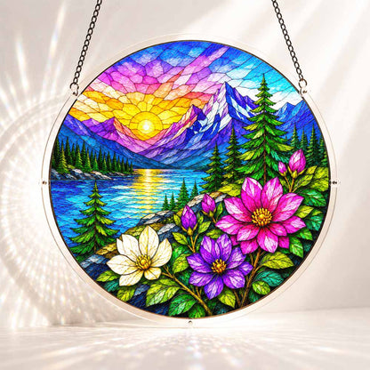 Acrylic Jigsaw Puzzle Suncatcher - Alpine Sunrise