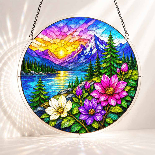Acrylic Jigsaw Puzzle Suncatcher - Alpine Sunrise