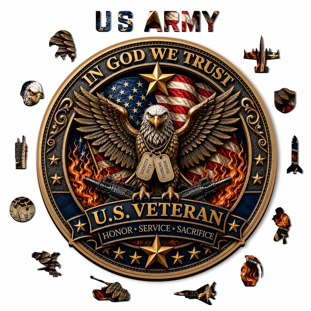 🔥Last Day 🔥250 Years of Freedom Veteran Tribute Coin - Wooden Jigsaw Puzzle
