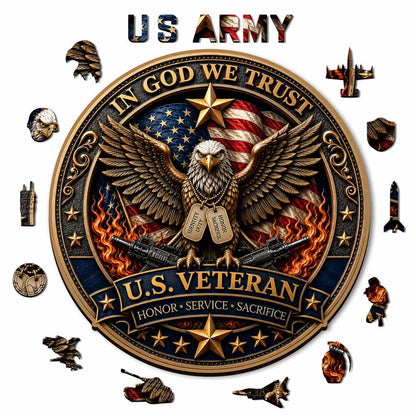 🔥Last Day 🔥250 Years of Freedom Veteran Tribute Coin - Wooden Jigsaw Puzzle