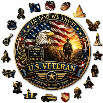 🔥Limited Edition🔥 Only 31 Left! Veteran Tribute Coin - Wooden Jigsaw Puzzle