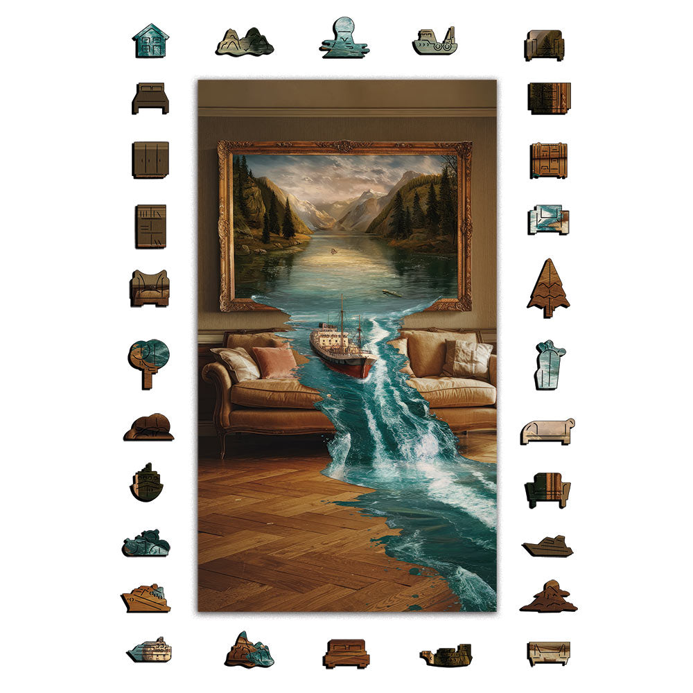 Flowing Ship Art - Wooden Jigsaw Puzzle