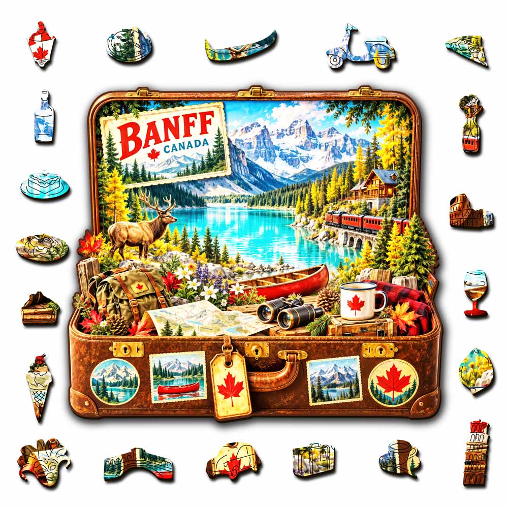 Animal Jigsaw Puzzle > Wooden Jigsaw Puzzle > Jigsaw Puzzle A5/Small Banff Travel Case - Wooden Jigsaw Puzzle