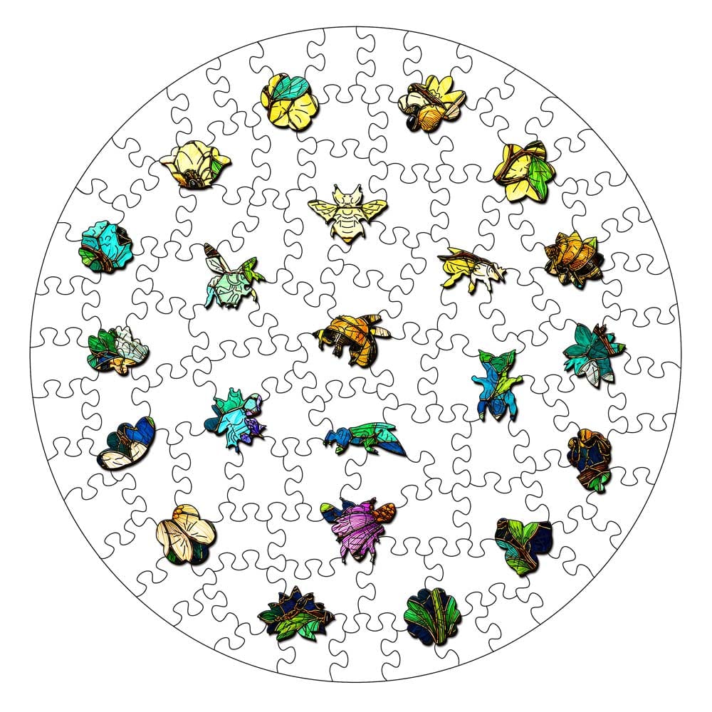 Wooden Jigsaw Puzzles Bee Blossom - Stained Glass Jigsaw Puzzle