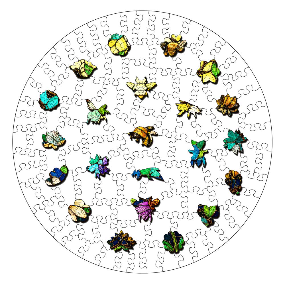 Bee Blossom - Stained Glass Jigsaw Puzzle