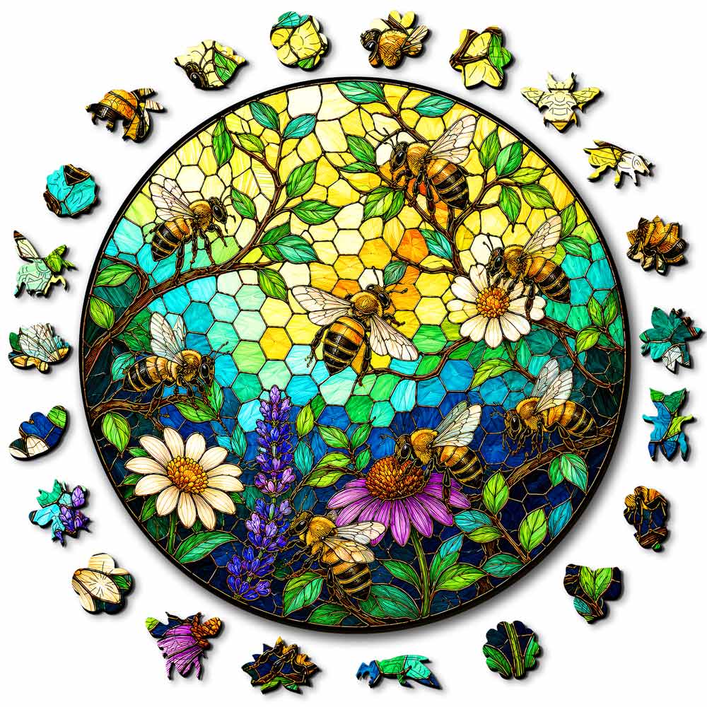 Bee Blossom - Stained Glass Jigsaw Puzzle