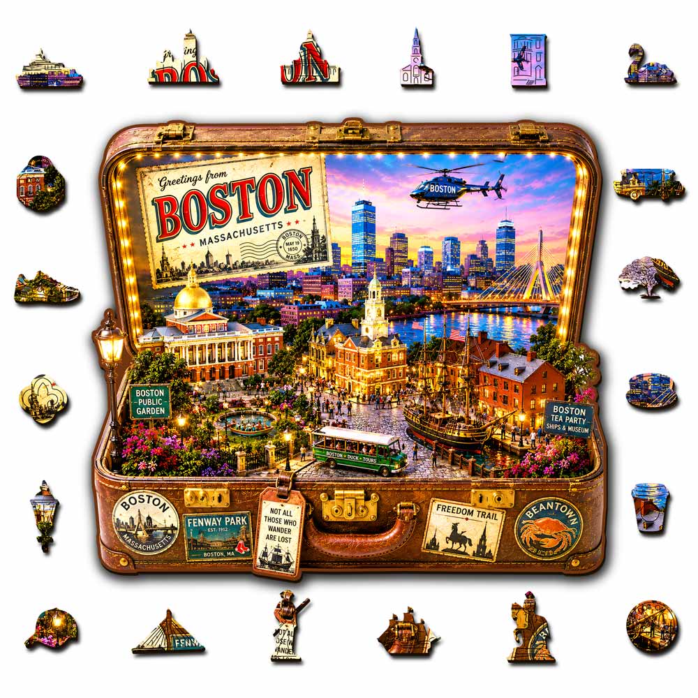 Boston Travel Case - Wooden Jigsaw Puzzle