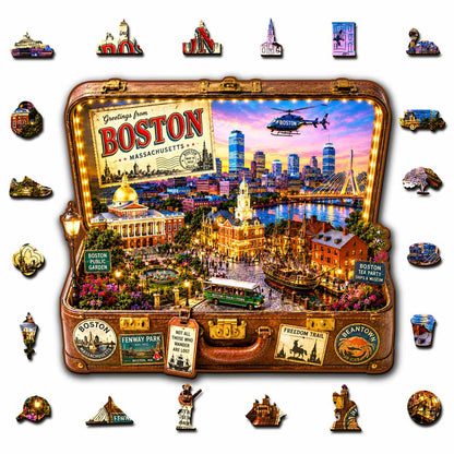 Boston Travel Case - Wooden Jigsaw Puzzle