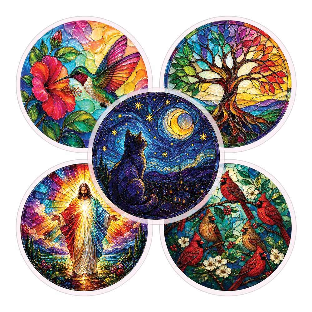 Acrylic Jigsaw Puzzle S - (7 inch) 5-Pack Acrylic Jigsaw Puzzle Suncatcher Gift Set