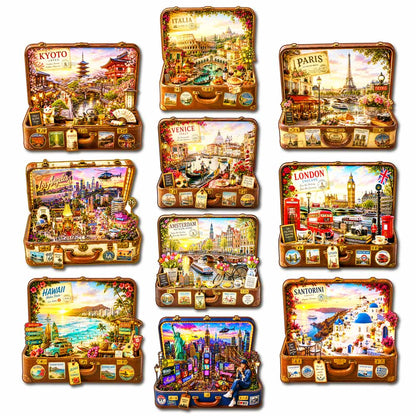 🔥Limited Edition🔥10-Pack World City Travel Case - Wooden Jigsaw Puzzle Set
